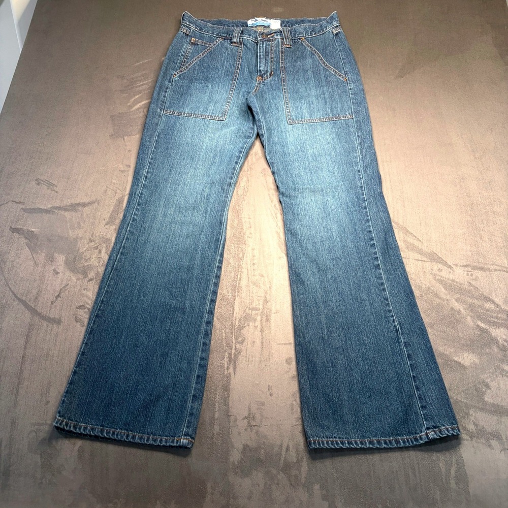Vtg Old Navy Blue Jeans Womens 8 Blue Cotton Flare Flap Pocket Denim Y2K Fall 03